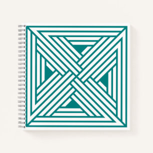 Cuaderno Arte abstracto de patrón geométrico de línea en az