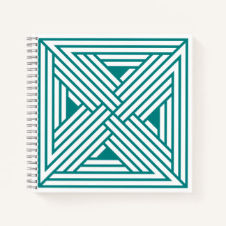 Cuaderno Arte abstracto de patrón geométrico de línea en az