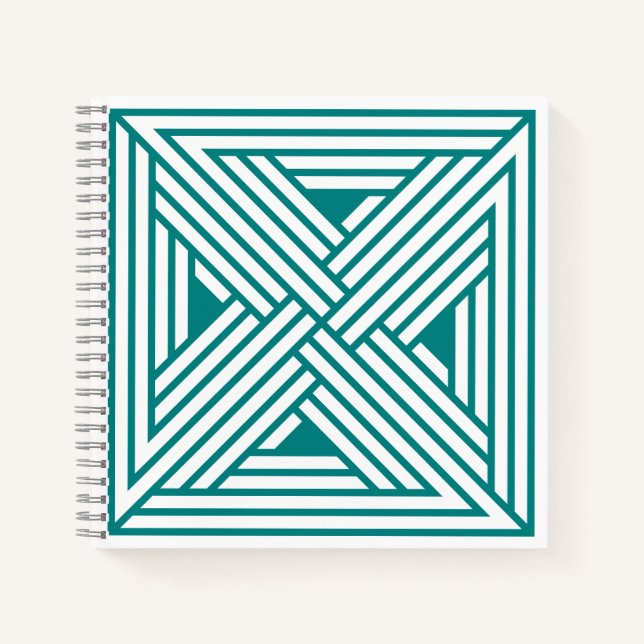 Cuaderno Arte abstracto de patrón geométrico de línea en az (Anverso)