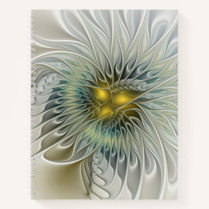 Cuaderno Arte abstracto fractal de fantasía de flor de plat