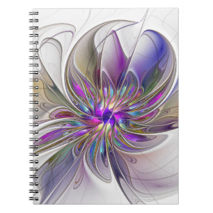 Cuaderno Arte abstracto fractal de flores enérgico y colori