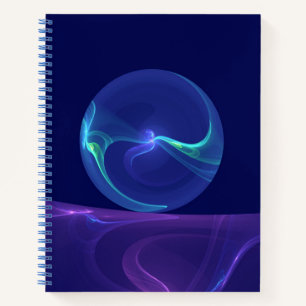 Cuaderno Arte abstracto fractal de sueño azul púrpura lumin