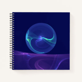 Cuaderno Arte abstracto fractal de sueño azul púrpura lumin