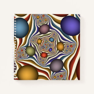 Cuaderno Arte abstracto fractal moderno colorido volador