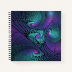 Cuaderno Arte abstracto fractal moderno púrpura se encuentr