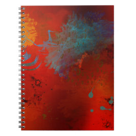 Cuaderno Arte abstracto grunge rojo, acuático y dorado