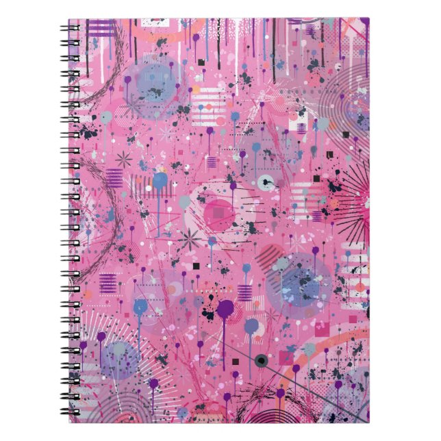 Cuaderno Arte abstracto maximalista rosa (Frente)