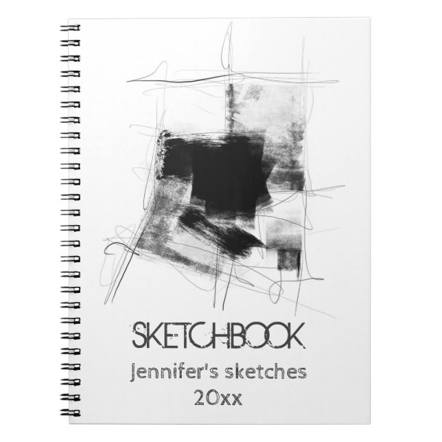 Cuaderno Arte abstracto mínimo en blanco y negro Nr112 (Frente)