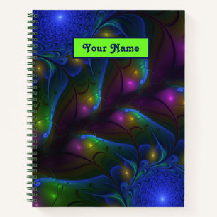 Cuaderno Arte abstracto moderno fractal luminoso y colorido