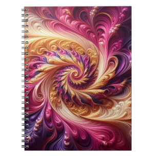 Cuaderno Arte abstracto moderno giratorio rosa, dorado y pú