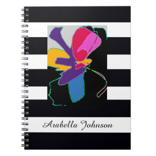 Cuaderno Arte abstracto moderno + nombre personalizado Chic