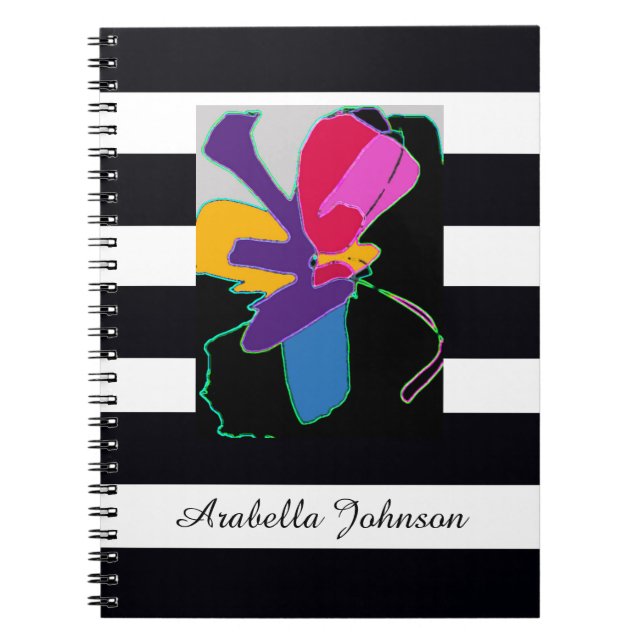Cuaderno Arte abstracto moderno + nombre personalizado Chic (Frente)