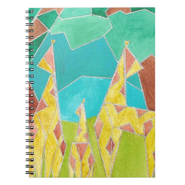Cuaderno Arte abstracto original de la familia de jirafas (Frente)