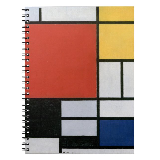 Cuaderno Arte abstracto rojo azul amarillo de Piet Mondrian (Frente)