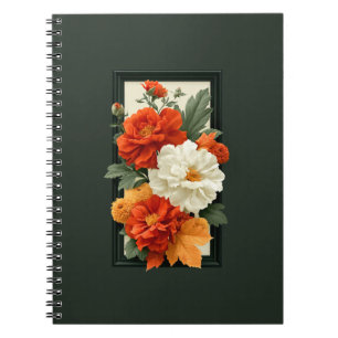Cuaderno Arte Acrílico Floral Naranja y Blanco Elegante