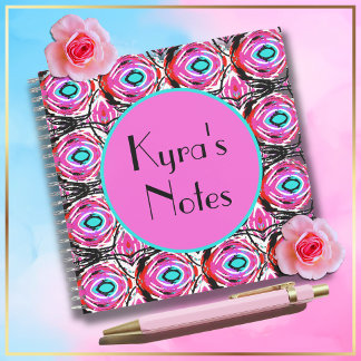 Cuaderno Arte acrílico moderno abstracto giratorio rosa y a