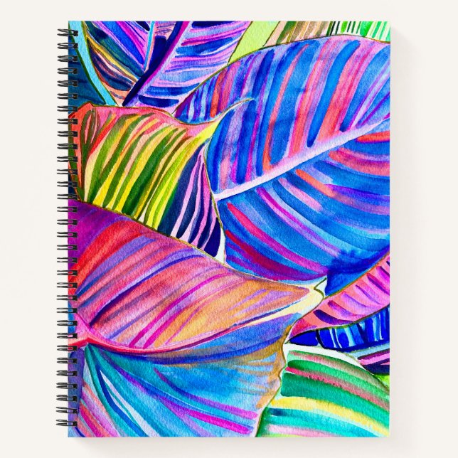 Cuaderno Arte acuarela canina hojas tropicales (Anverso)