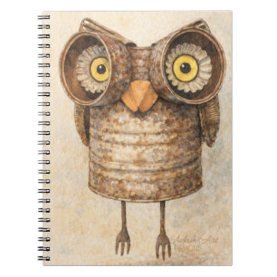 Cuaderno Arte Acuarela de Búho Rústico Reciclado