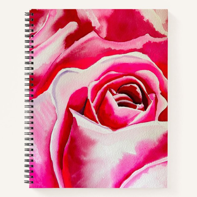 Cuaderno Arte acuarela de rosas rosadas (Anverso)