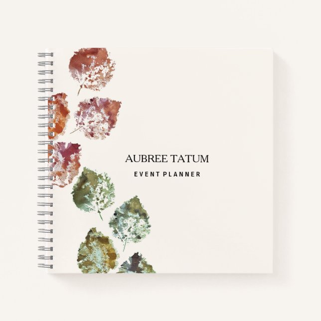 Cuaderno Arte Acuarela Rústico Hojas Caídas Otoño (Anverso)