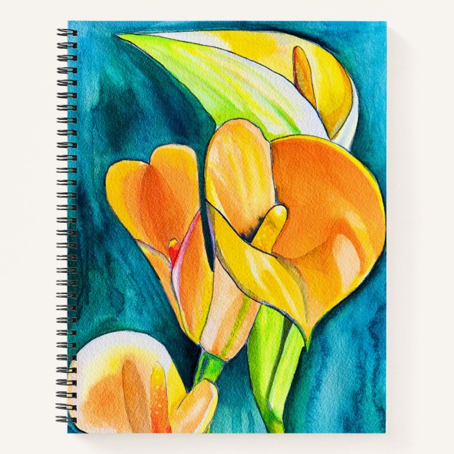 Cuaderno arte acuático de flores de Calla lily (Anverso)