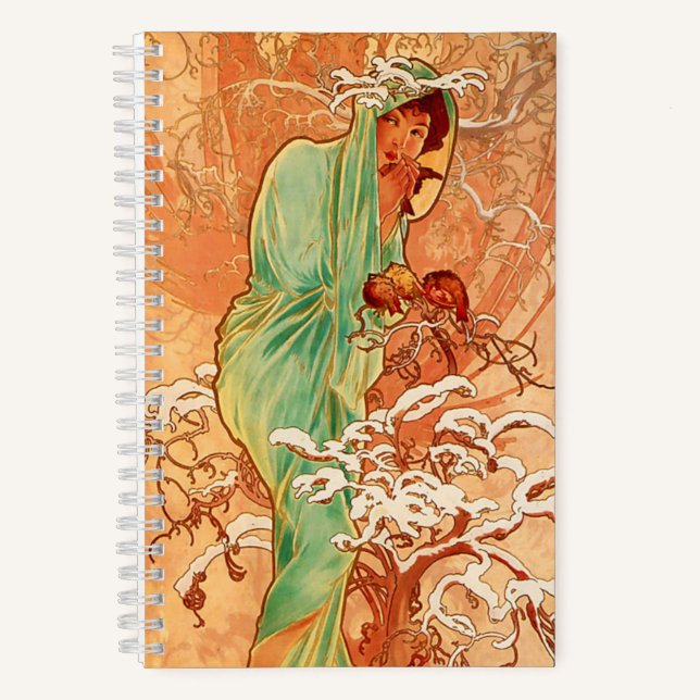 Cuaderno Arte Alphonse Mucha Art Nouveau Invierno (Anverso)