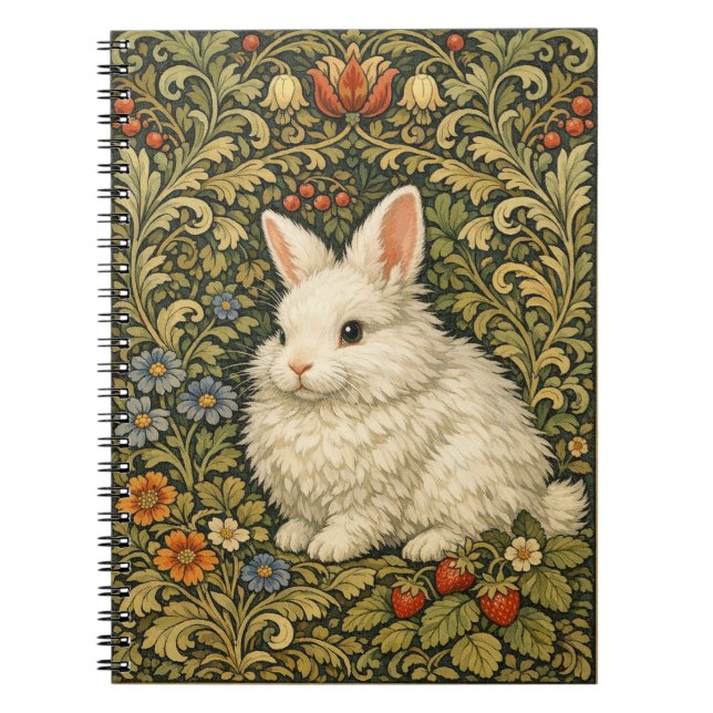 Cuaderno Arte antiguo conejo blanco nouveau  (Frente)