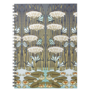 Cuaderno Arte Antiguo de Libélula y Lirio en Verde Salvia