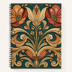 Cuaderno Arte Antiguo Deco Majólica Floral Artesano Nouveau