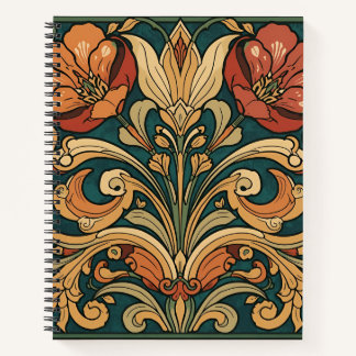 Cuaderno Arte Antiguo Deco Majólica Floral Artesano Nouveau