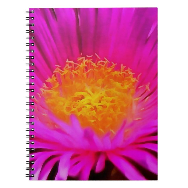 Cuaderno Arte artístico de flores de aster rosa magenta (Frente)