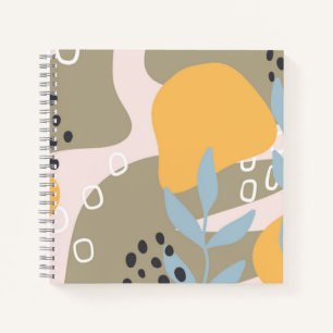 Cuaderno Arte Botánico Abstracto Moderno en Naranja y Marró