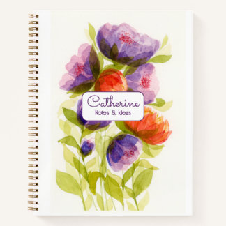 Cuaderno Arte Botánico Acuarela Colorido Personalizado
