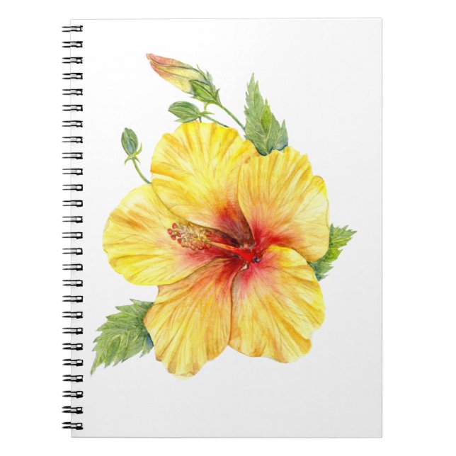 Cuaderno Arte botánico amarillo hibiscus (Frente)