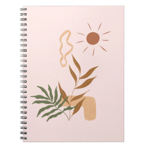 Cuaderno Arte botánico de flores abstractas beige