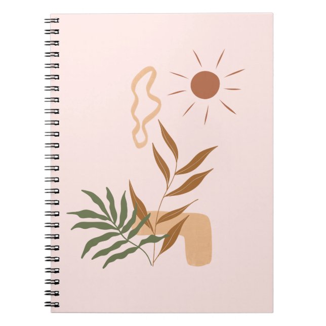 Cuaderno Arte botánico de flores abstractas beige (Frente)