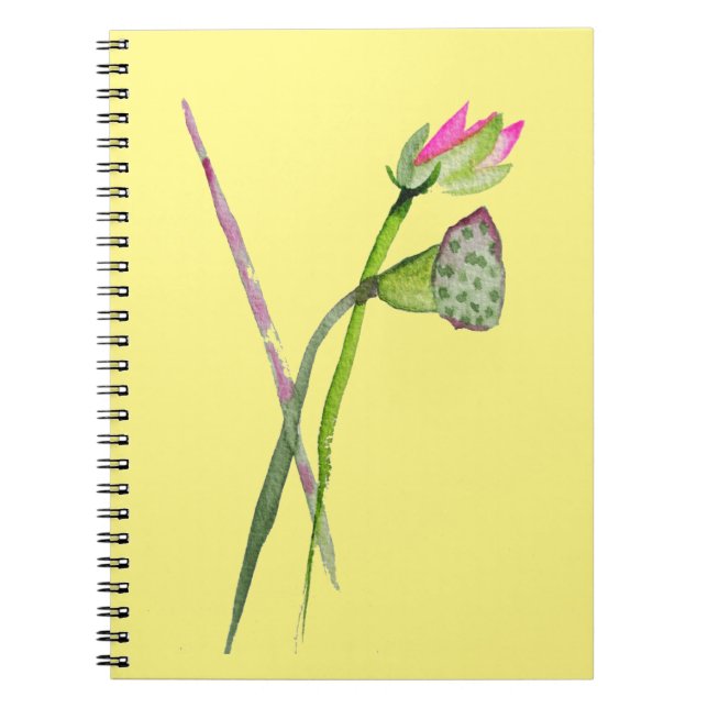Cuaderno Arte budista de flores de Lotus Zen rosa (Frente)