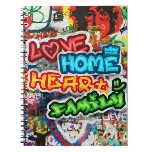 Cuaderno Arte Callejero Graffiti de Amor Hogar Corazón Colo