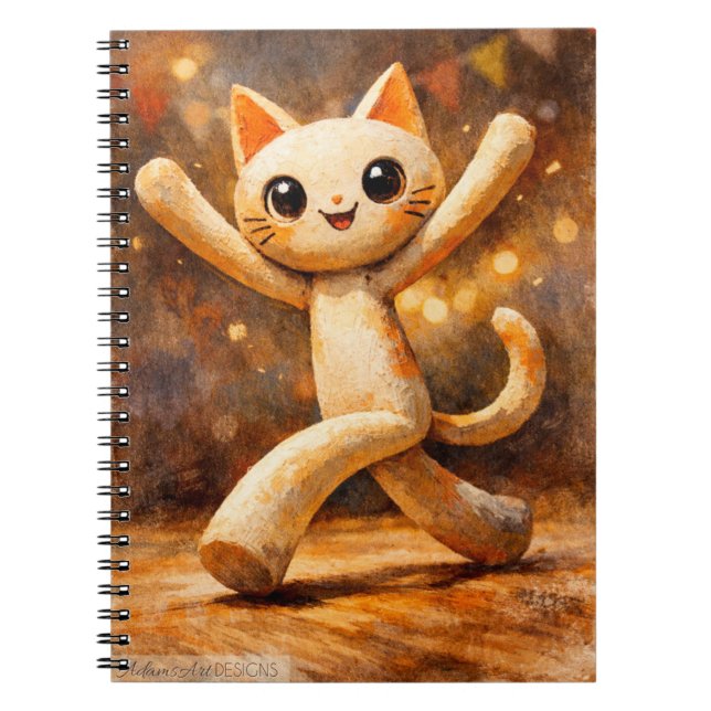 Cuaderno Arte Caprichoso de Gato Bailarín Feliz (Frente)
