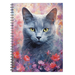 Cuaderno Arte colorido de color del gato azul ruso