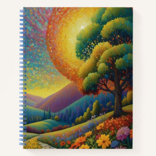 Cuaderno Arte colorido de prado y flores