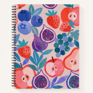 Cuaderno Arte con patrón de frutas mixtas coloridas