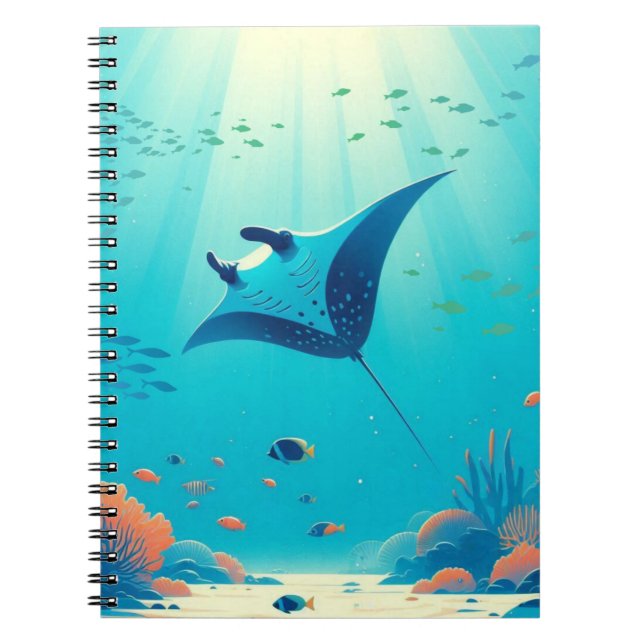 Cuaderno Arte costero clásico de manta raya (Frente)