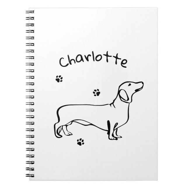 Cuaderno Arte Dachshund minimalista - Tu texto, tu estilo (Frente)