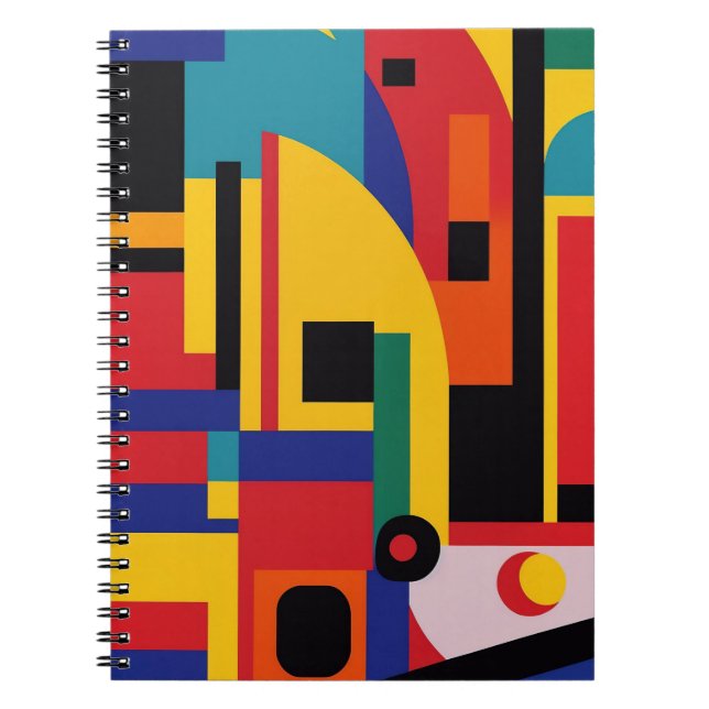 Cuaderno Arte de abstracción geométrica retro vibrante (Frente)