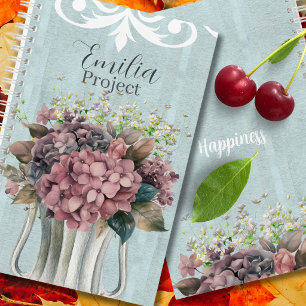 Cuaderno Arte de acuarela botánica retro elegante personali
