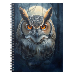 Cuaderno Arte de Acuarela de Búho Místico Búho de Luna en