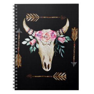 Cuaderno Arte de acuarela de cráneo de ciervo bohemio