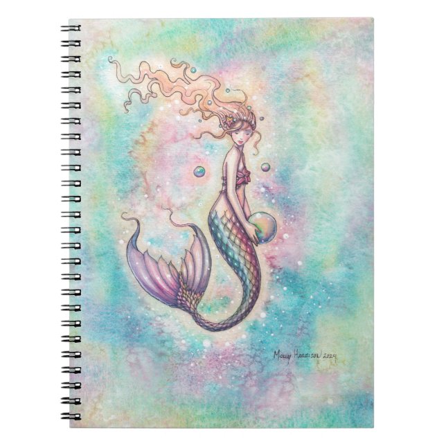 Cuaderno Arte de Acuarela de Fantasía de Sirena Arcoíris (Frente)