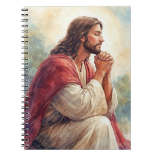 Cuaderno Arte de Acuarela de Jesús Orando Fe Cristiana